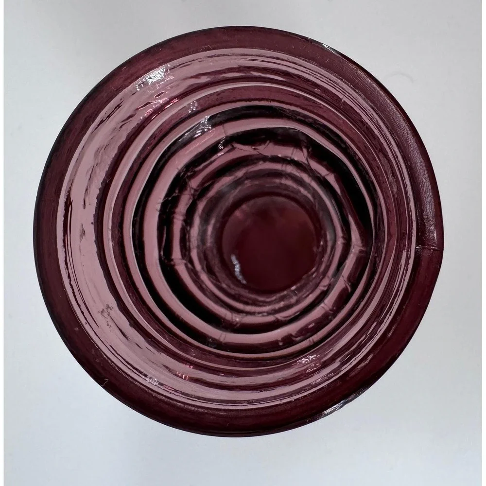 Vintage Purple Crackle Glass Vase Blenko Pilgrim Style Ribbed Neck Art Glass